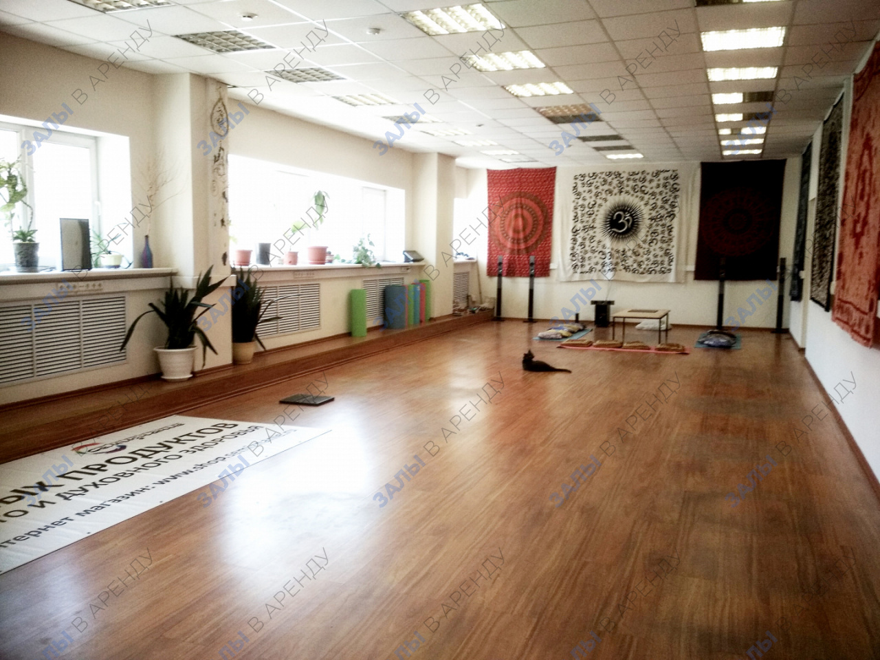 Main hall prepared for shared group use.